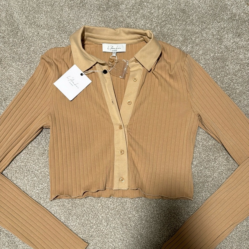 Cropped Button Down Top L’Academie